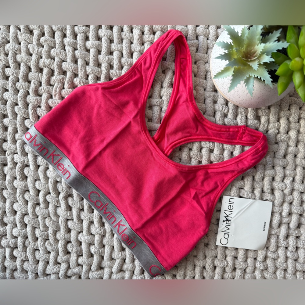 Calvin Klein | NWT Radiant Cotton Iconic Logo Bralette in Deep Melon | Small